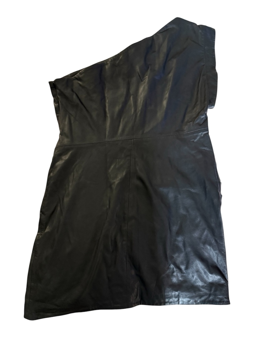 Lamarque One-Shoulder Black Leather Dress